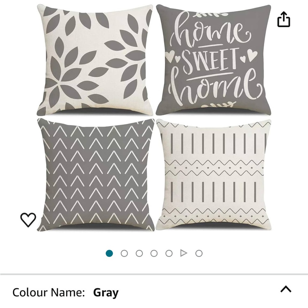 Pillow Case Zip-up covers, set of 4, ivory/cream & grey, NWOT